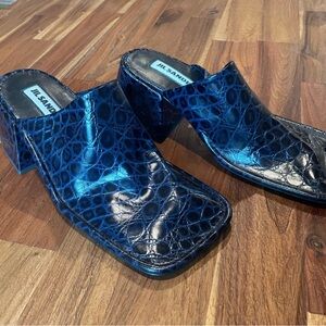 Jill Sander croc embossed mule heels